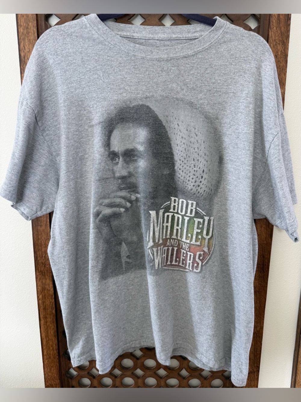 Bob Marley and The Wailers Graphic Tee - Gray with Faded Multi-Color Logo